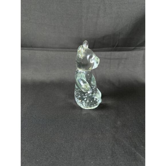 Clear Glass Teddy Bear Figurine Arms Out “Bubbles” Paperweight 4” - Picture 2 of 6